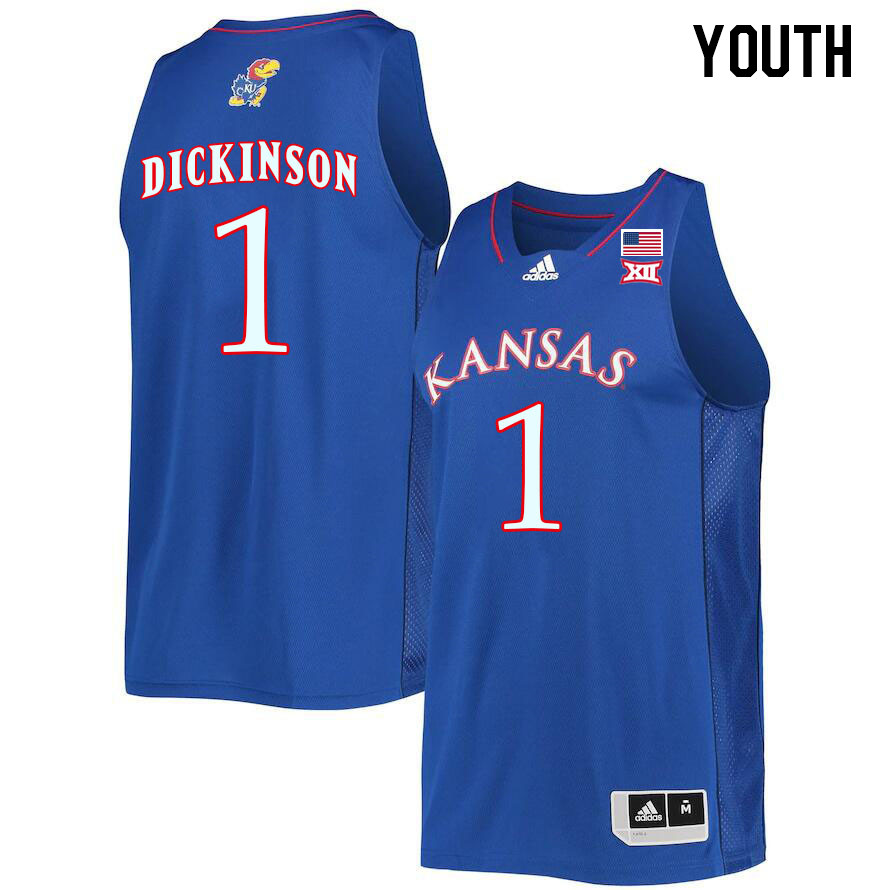 Youth #1 Hunter Dickinson Kansas Jayhawks College Basketball Jerseys Stitched Sale-Royal